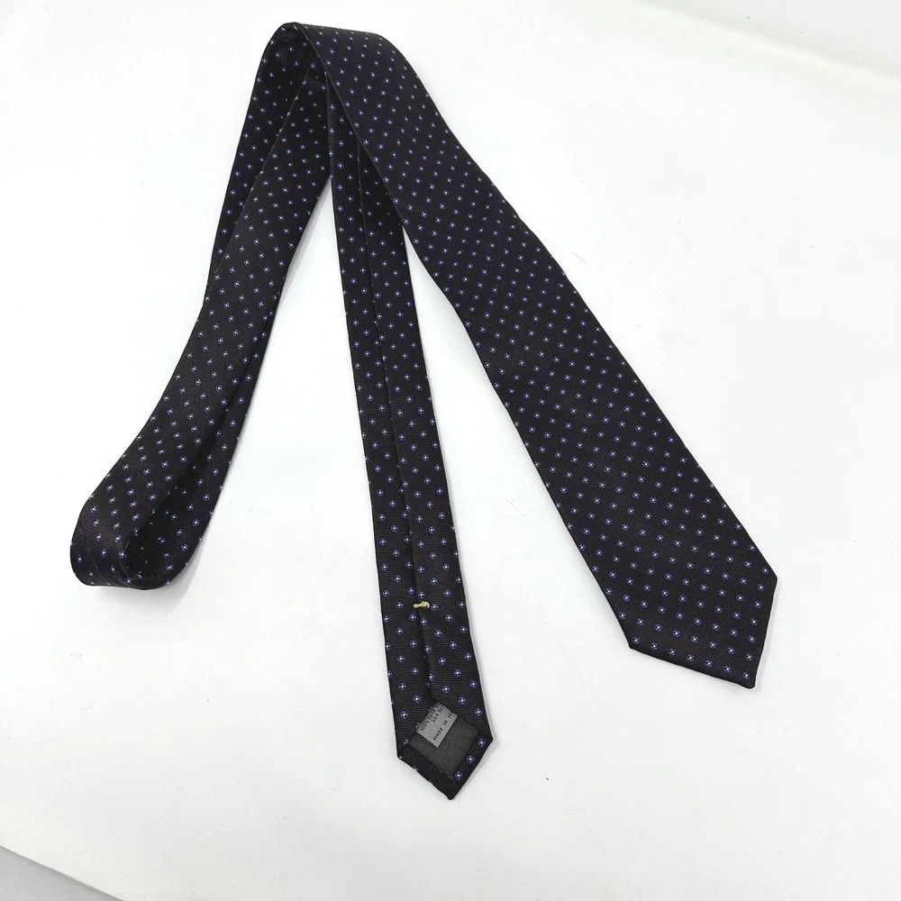 Canali Silk Tie Mens Brown Blue Impeccabile Office Career Luxury Formal Italy